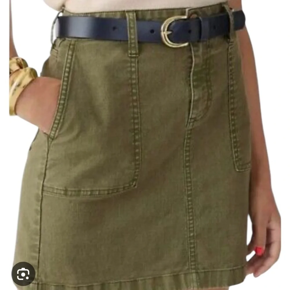 J. CREW NWT Garment Dyed Utility Mini Skirt Size 4 in Army Green